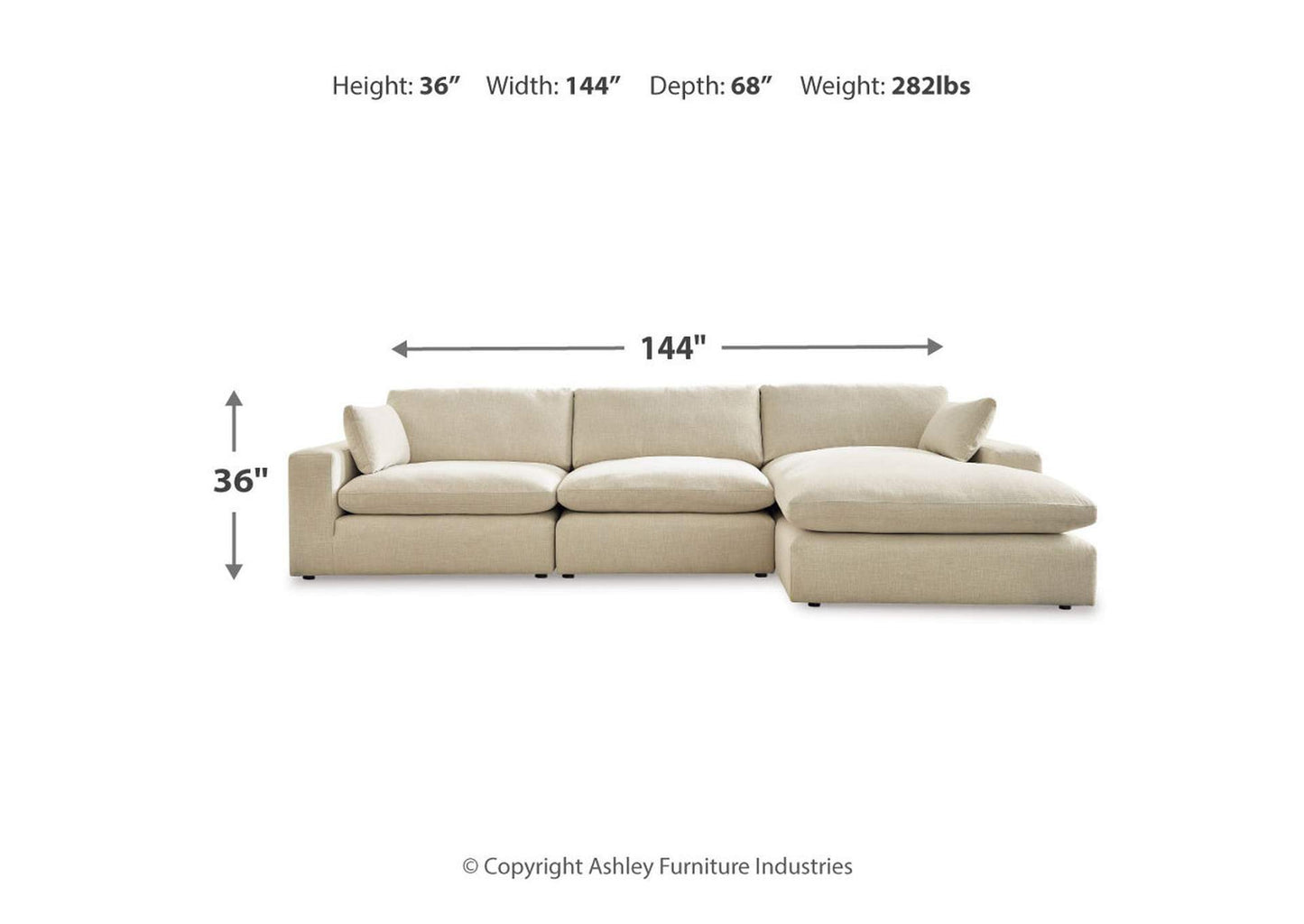 Elyza 3-Piece Sectional with Chaise