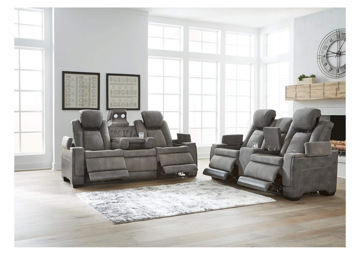 Next-Gen Durapella Performance Fabric Dual Power Reclining Sofa and Loveseat