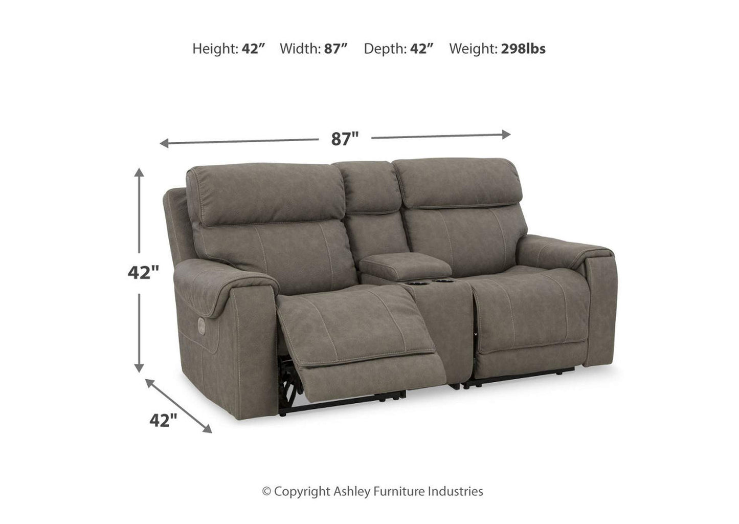 Starbot 3-Piece Power Reclining Sectional Loveseat with Console