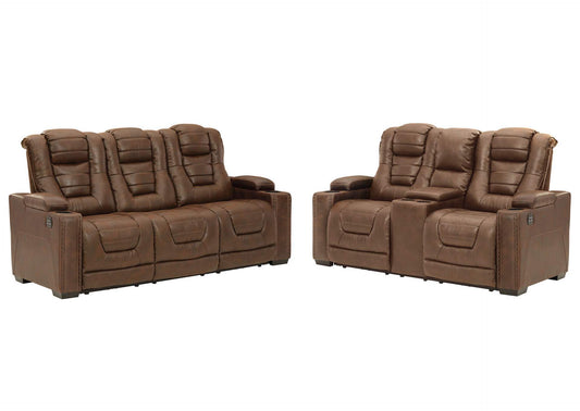 Owner's Box Dual Power Reclining Sofa and Loveseat Set