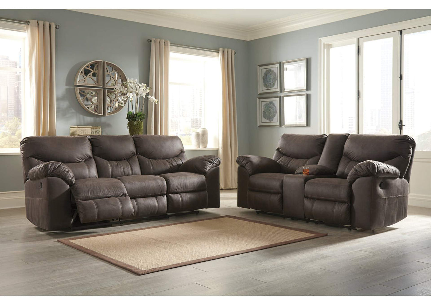 Boxberg Manual Reclining Sofa and Loveseat Set