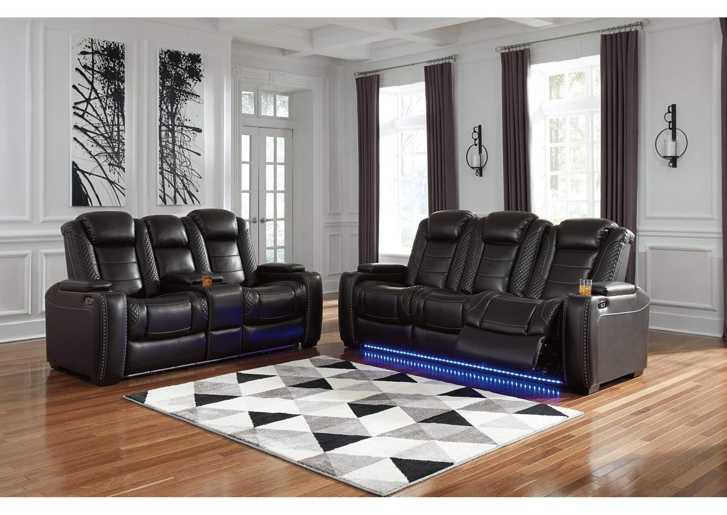 Party Time Dual Power Reclining Sofa and Loveseat Set