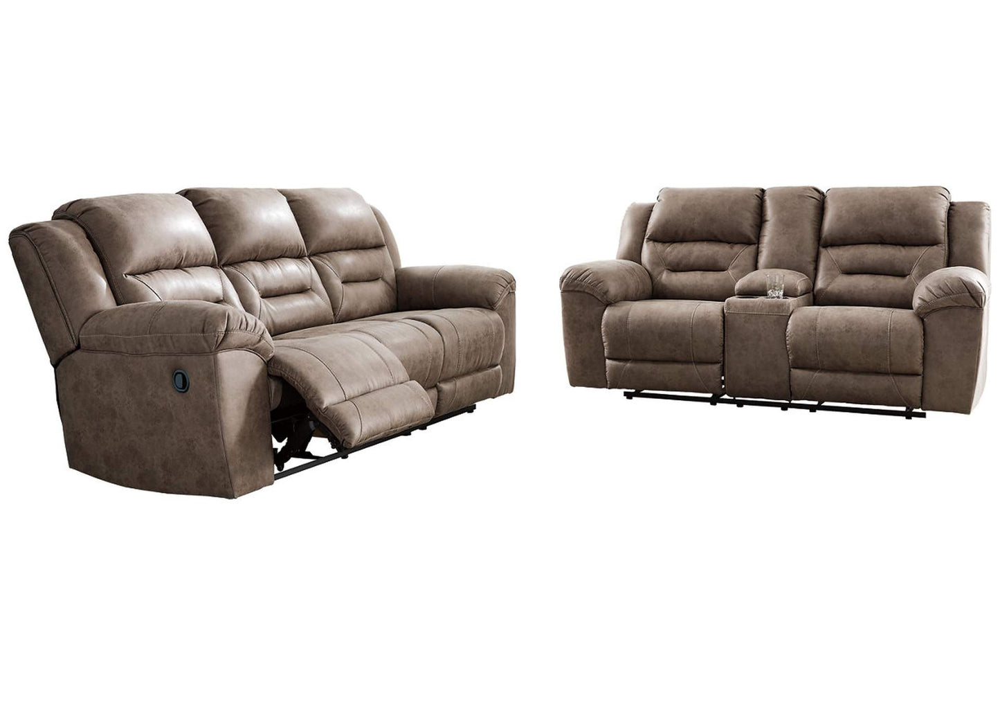 Stoneland Manual Reclining Sofa and Loveseat Set