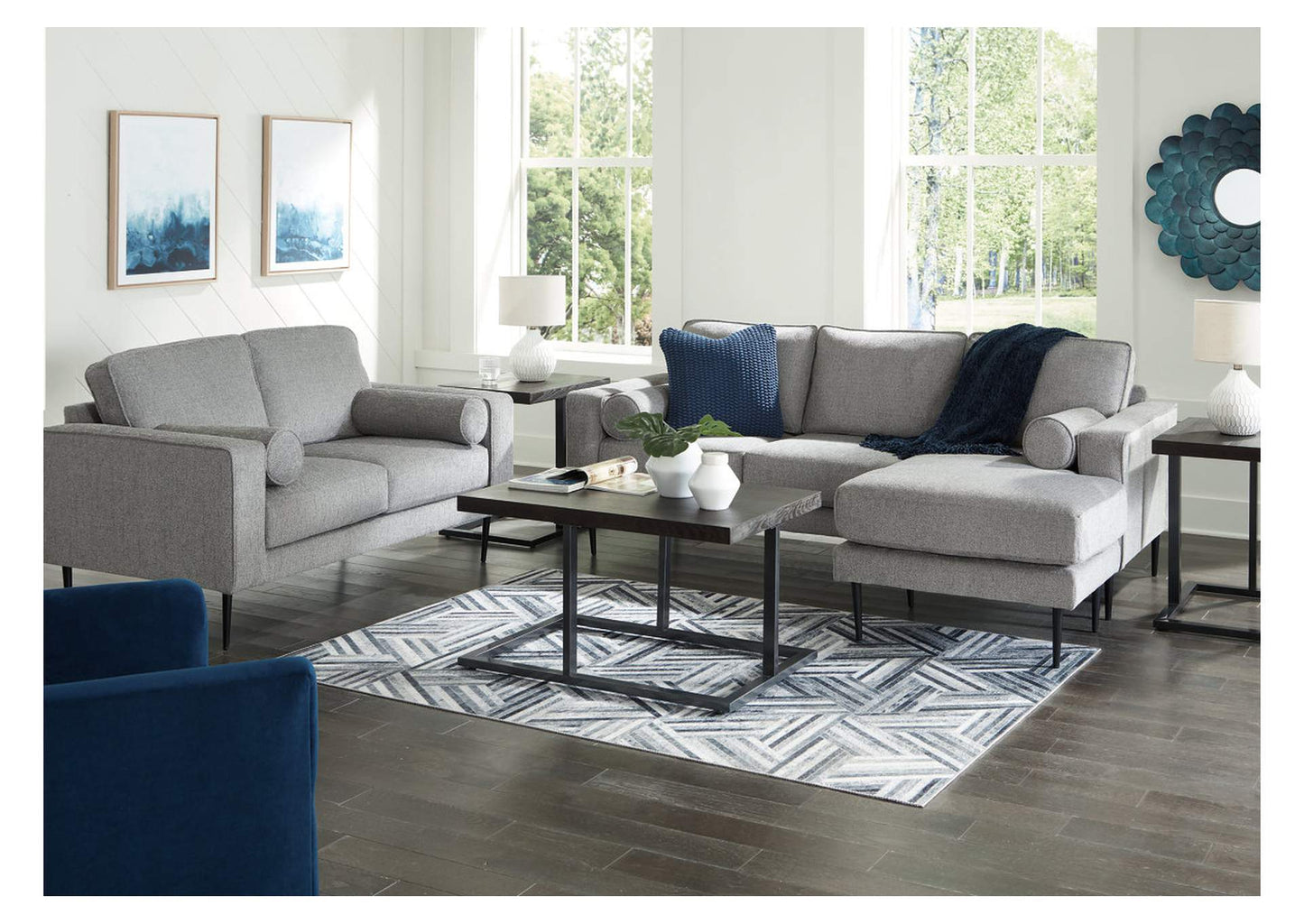 Hazela Sofa Chaise and Loveseat