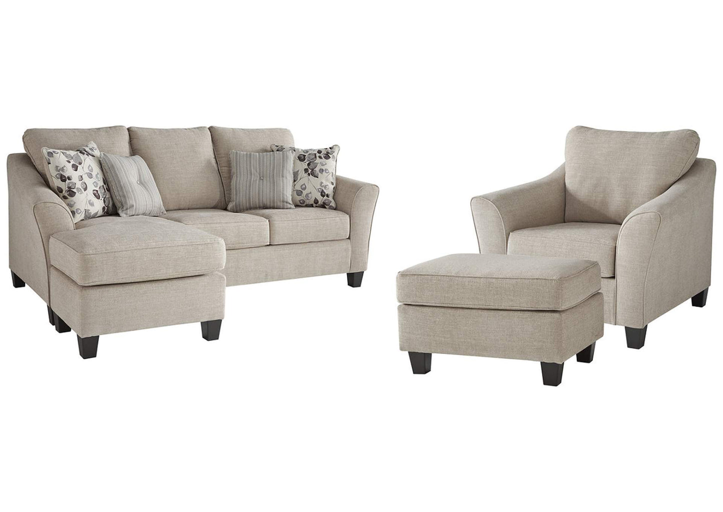 Abney Sofa Chaise, Chair, and Ottoman