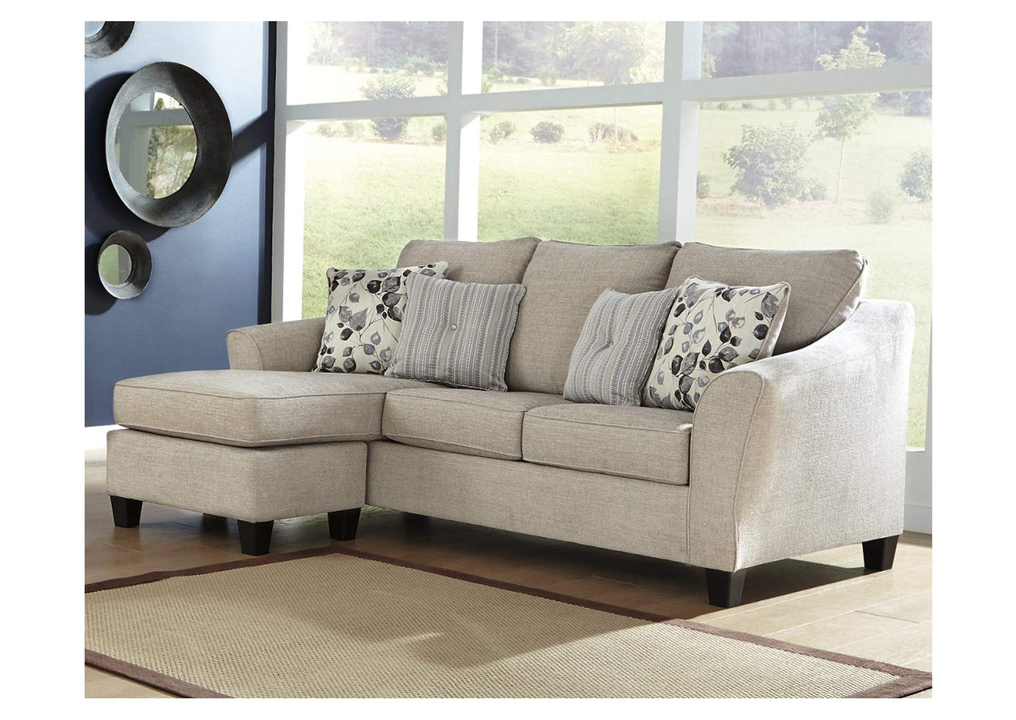 Abney Sofa Chaise, Chair, and Ottoman