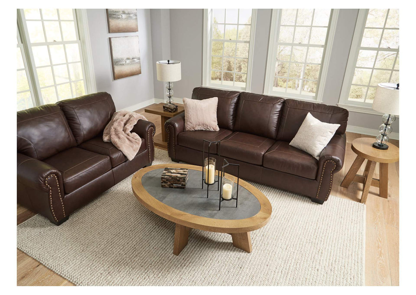 Colleton Leather Sofa and Loveseat