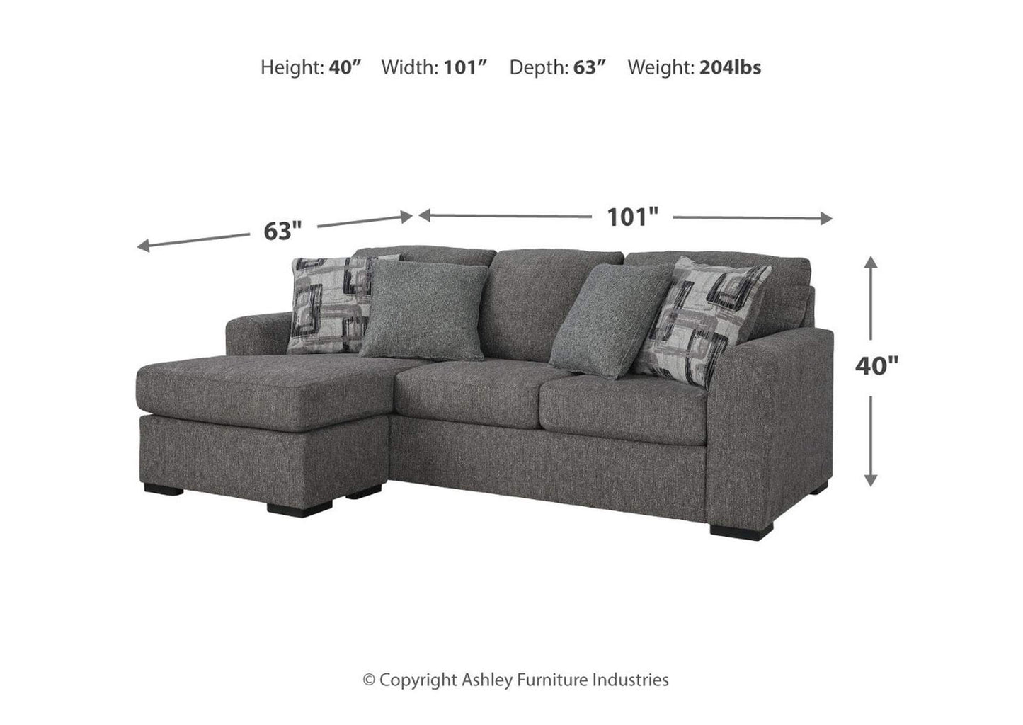 Gardiner Sofa Chaise with Ottoman