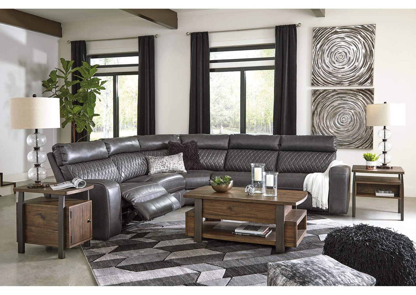 Samperstone 5-Piece Power Reclining Sectional