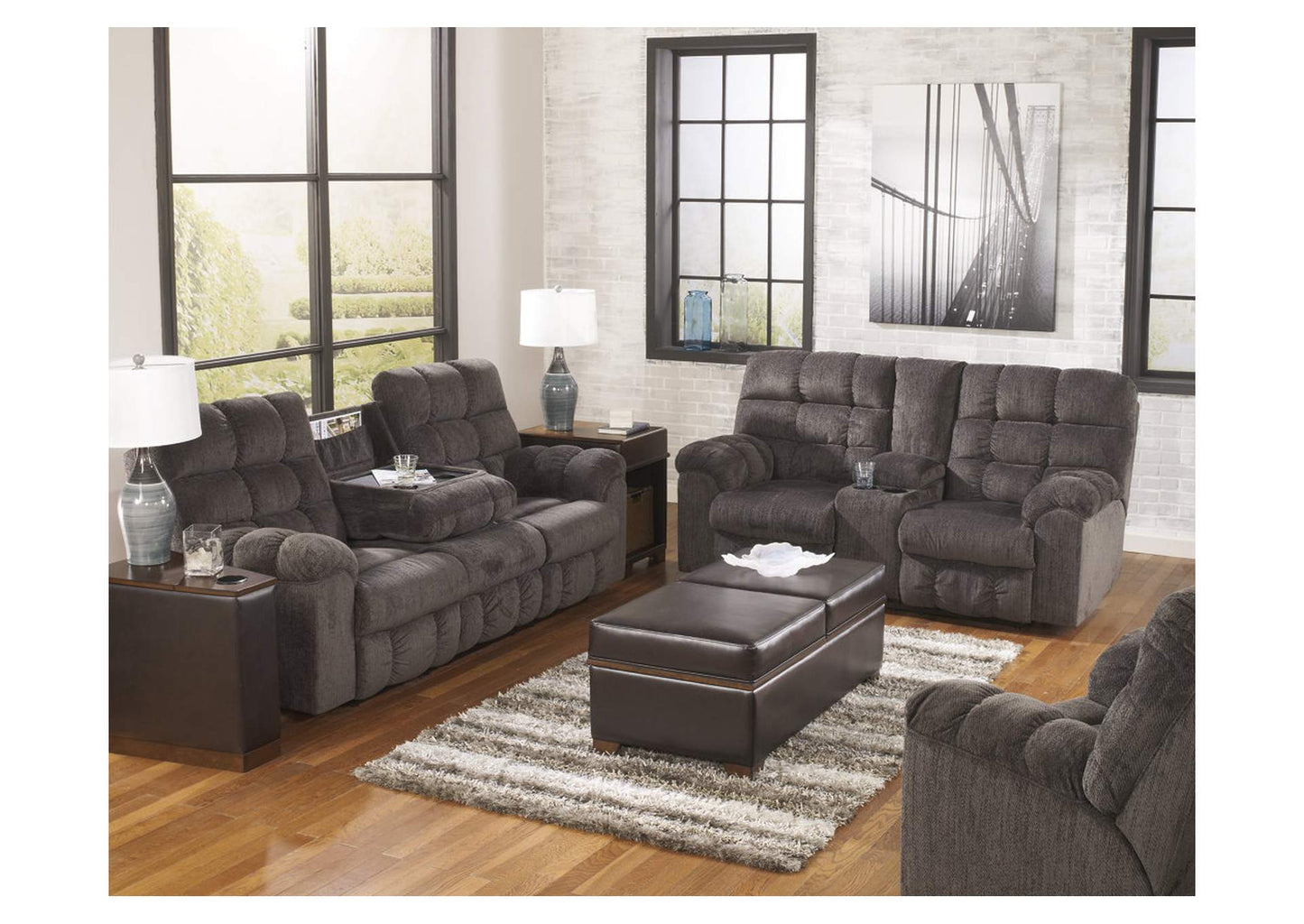 Acieona Manual Reclining Sofa and Loveseat Set