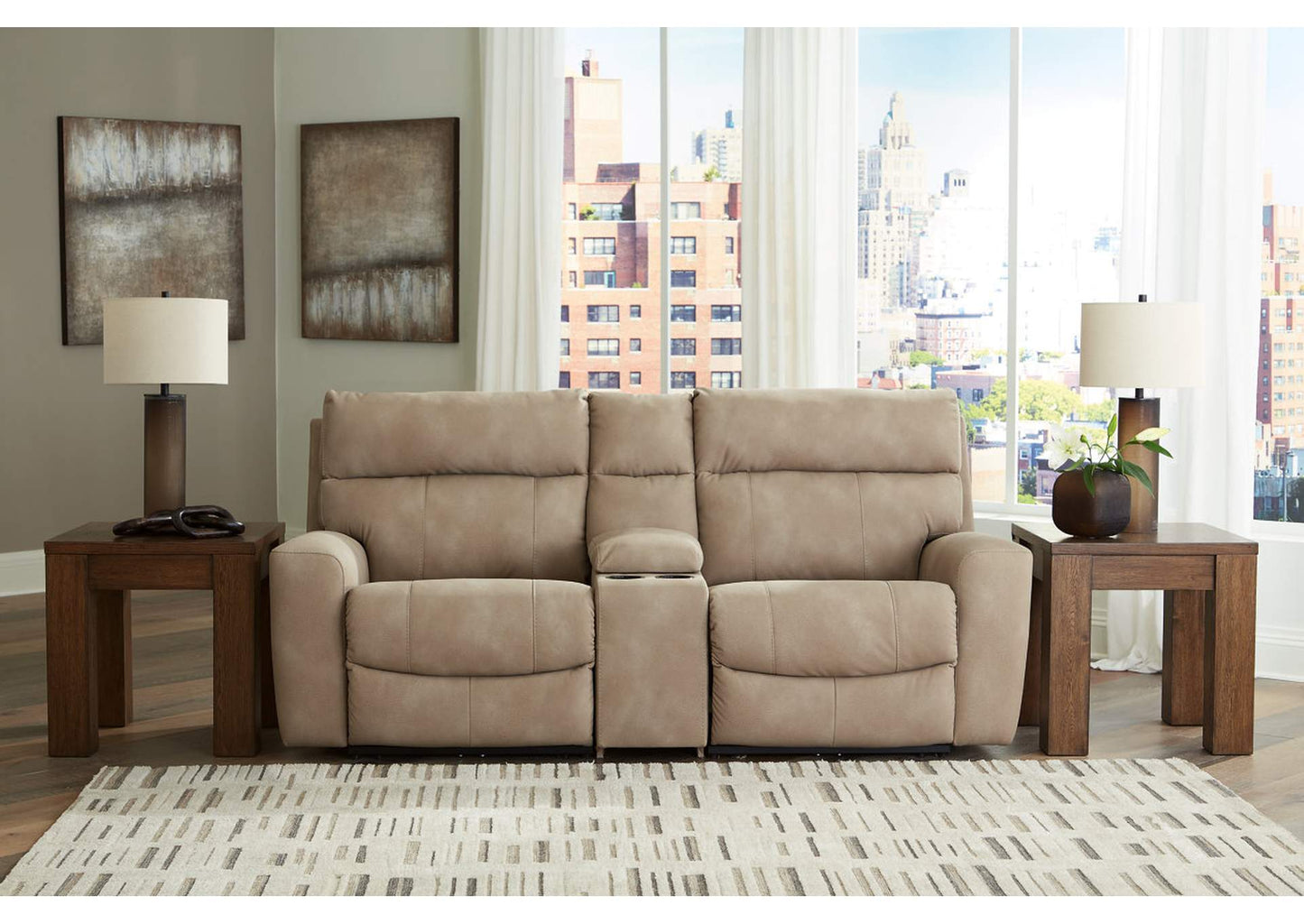 Next-Gen DuraPella 3-Piece Power Reclining Sectional Loveseat with Console