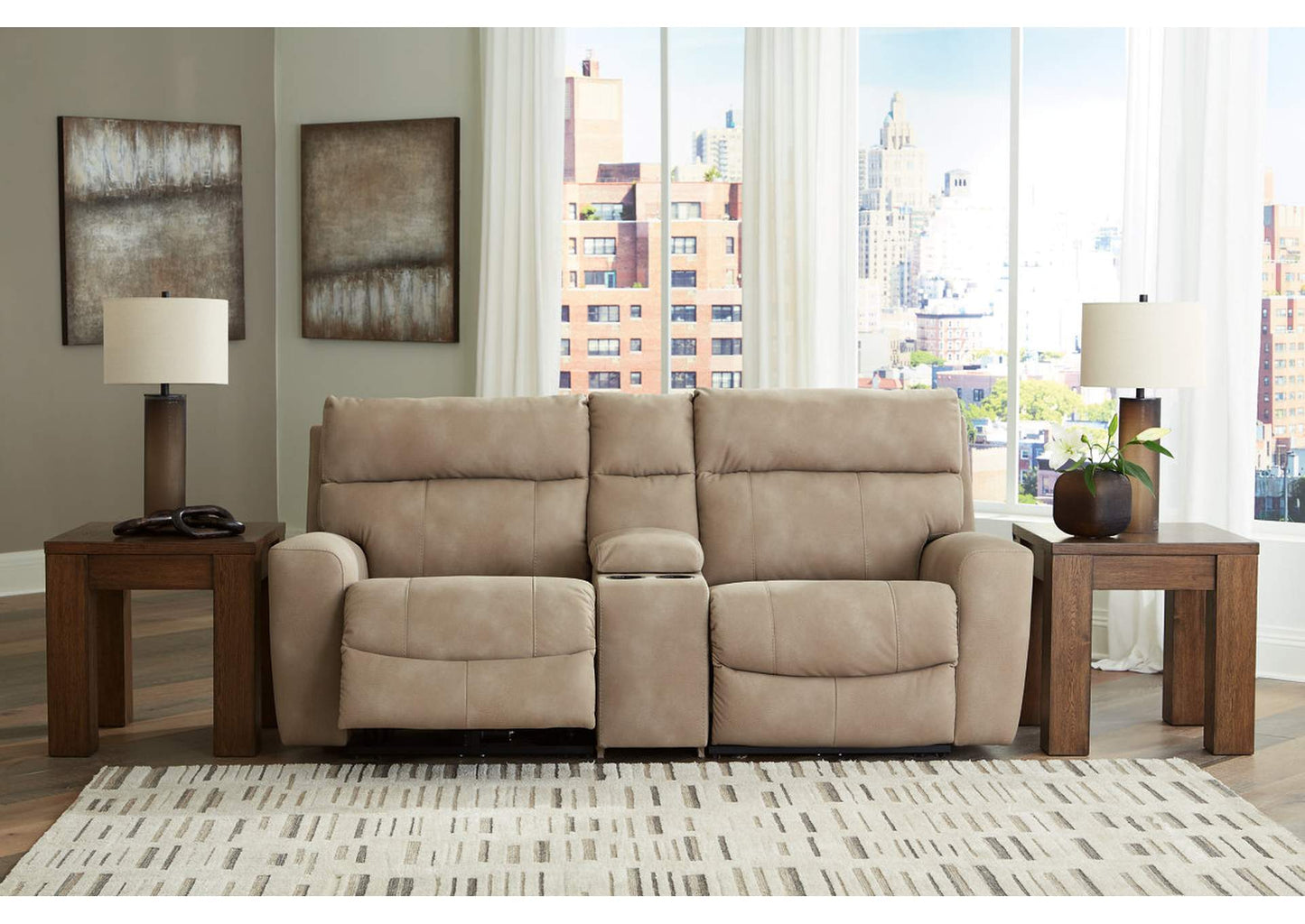 Next-Gen DuraPella 3-Piece Power Reclining Sectional Loveseat with Console