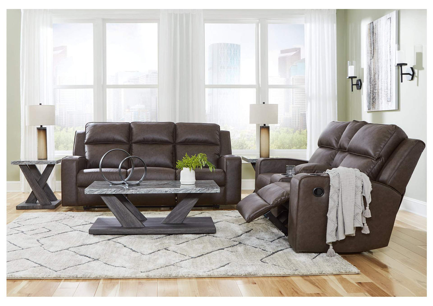 Lavenhorne Manual Reclining Sofa and Loveseat