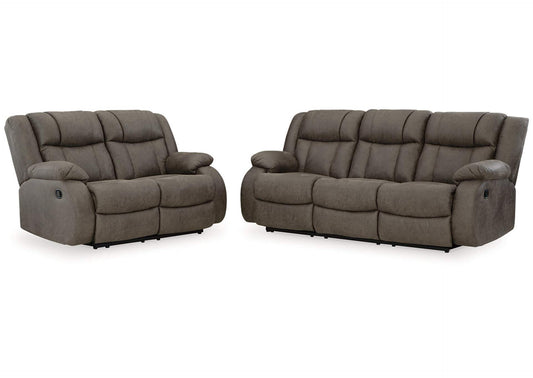 First Base Manual Reclining Sofa and Loveseat