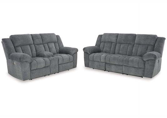 Tip-Off Dual Power Reclining Sofa and Loveseat