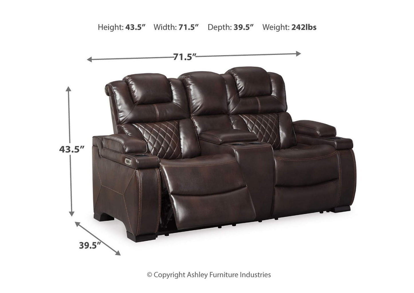 Warnerton Power Reclining Loveseat with Console