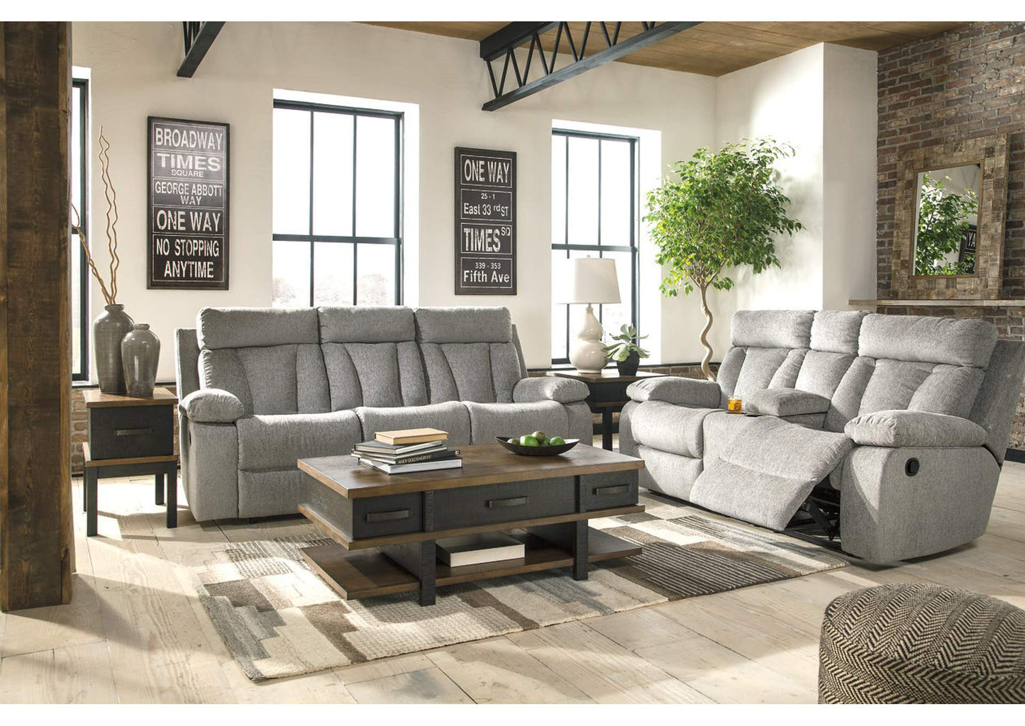 Mitchiner Manual Reclining Sofa and Loveseat Set