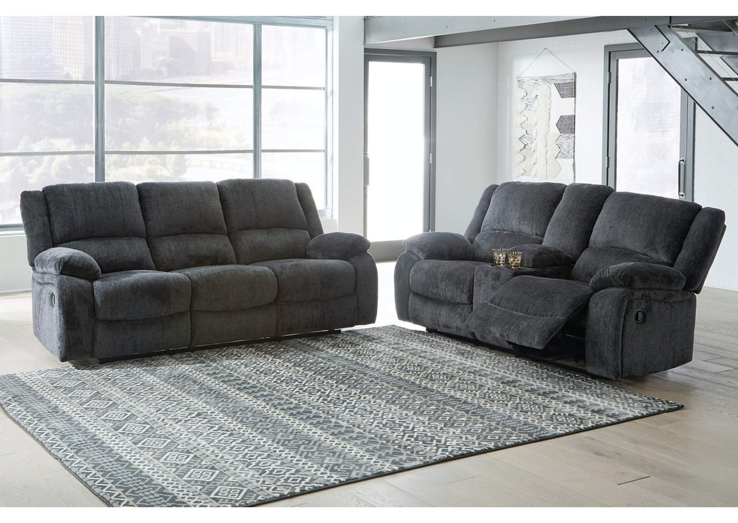 Draycoll Power Reclining Sofa and Loveseat Set