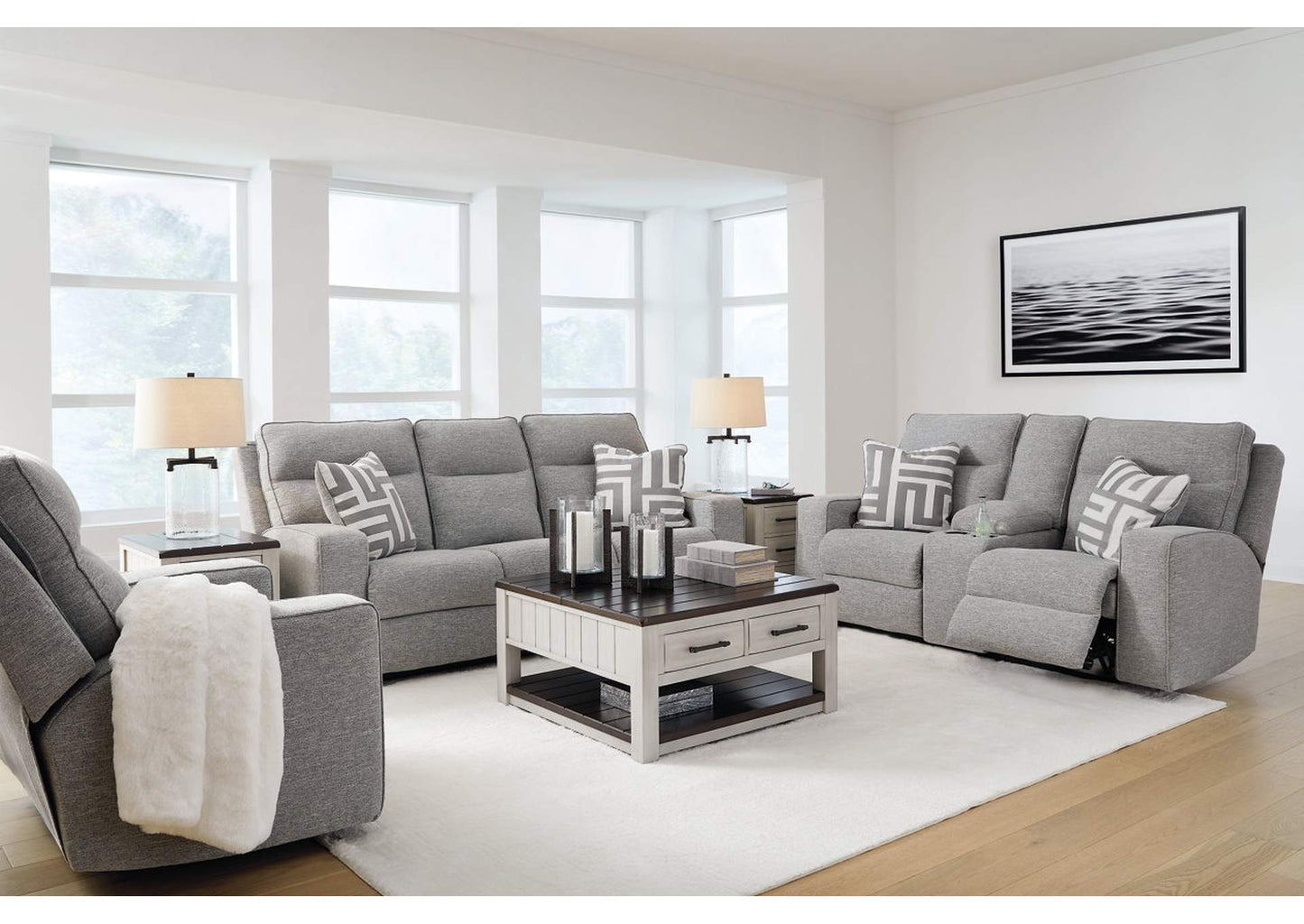 Biscoe Power Sofa, Loveseat and Recliner