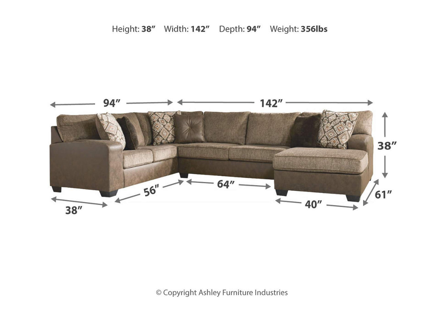 Abalone 3-Piece Sectional with Chaise