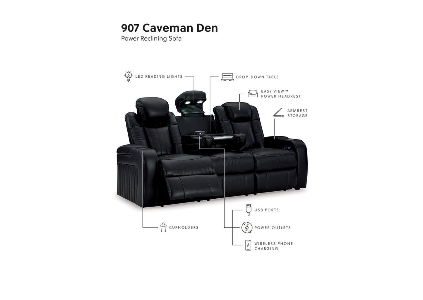 Caveman Den Power Sofa and Loveseat