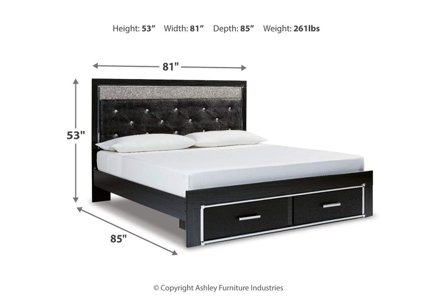 Kaydell King Upholstered Panel Storage Platform Bed