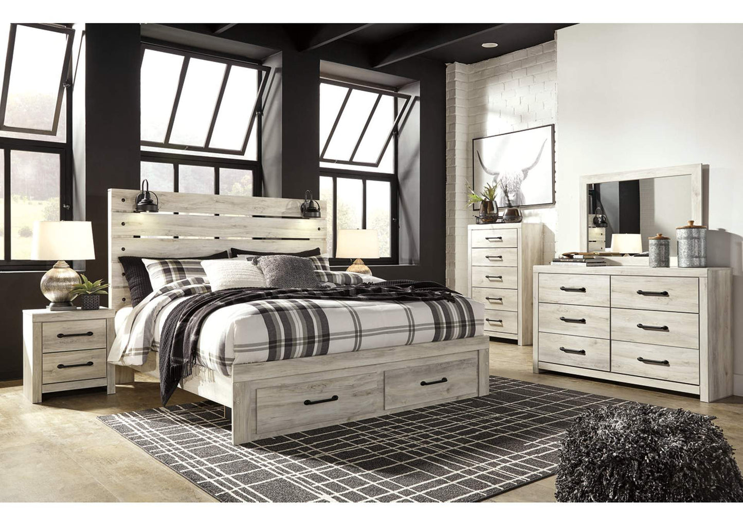 Cambeck King Panel Bed with 2 Storage Drawers