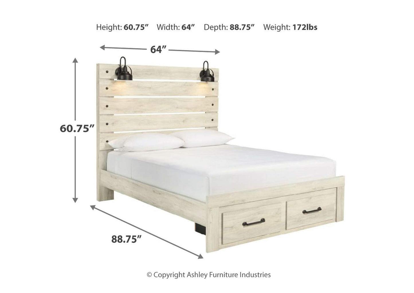 Cambeck Queen Panel Bed with 2 Storage Drawers