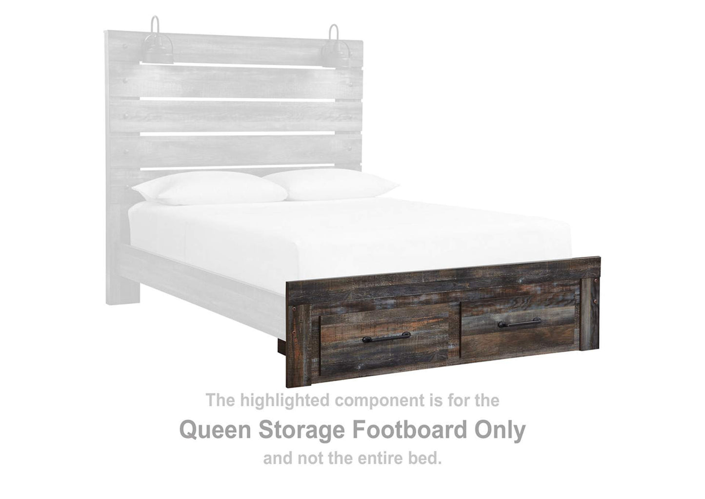 Drystan Queen Panel Bed with 2 Storage Drawers