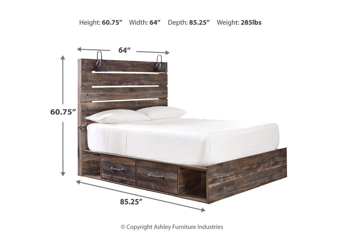 Drystan Queen Panel Bed with 4 Storage Drawers