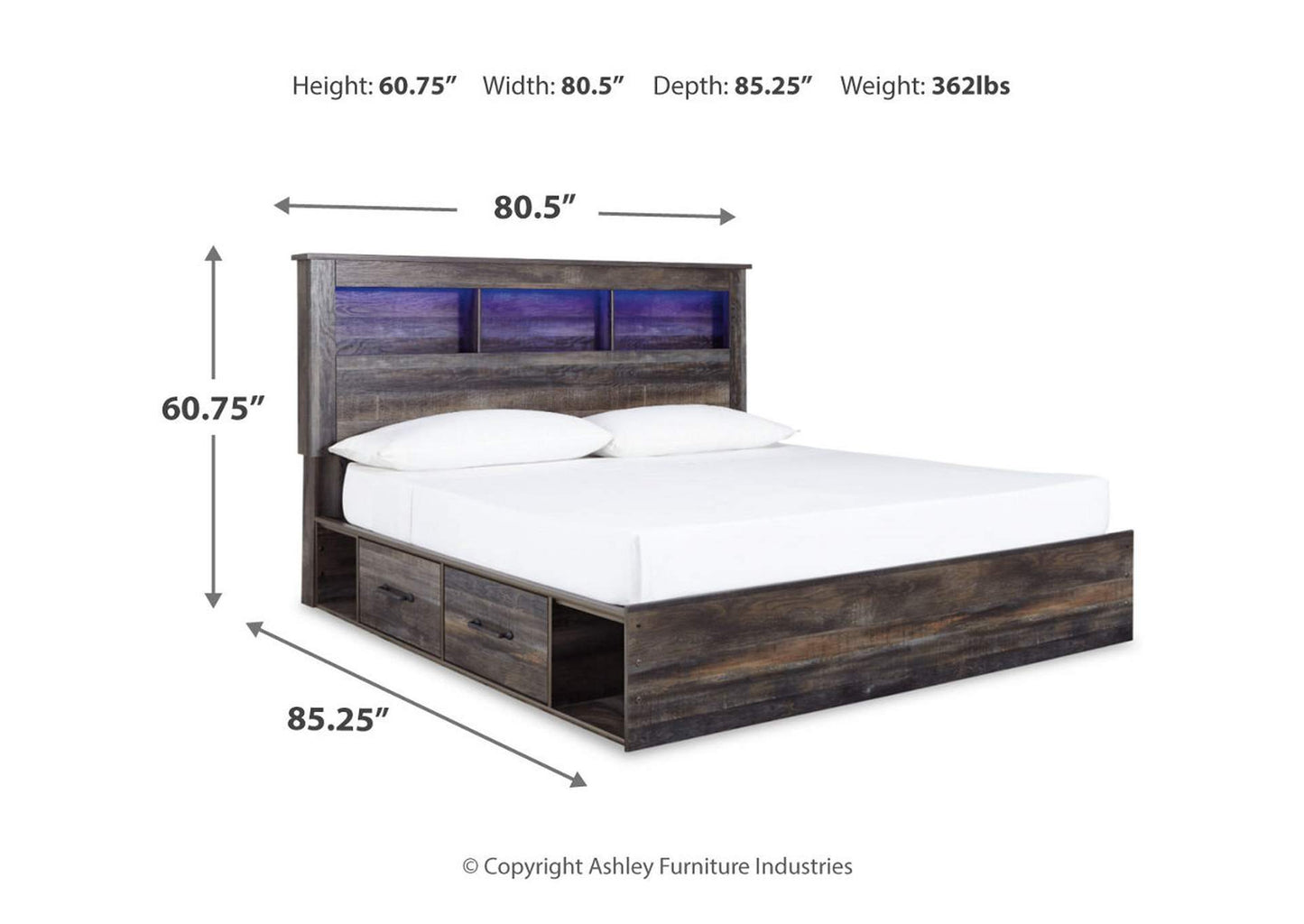 Drystan King Bookcase Bed with 4 Storage Drawers