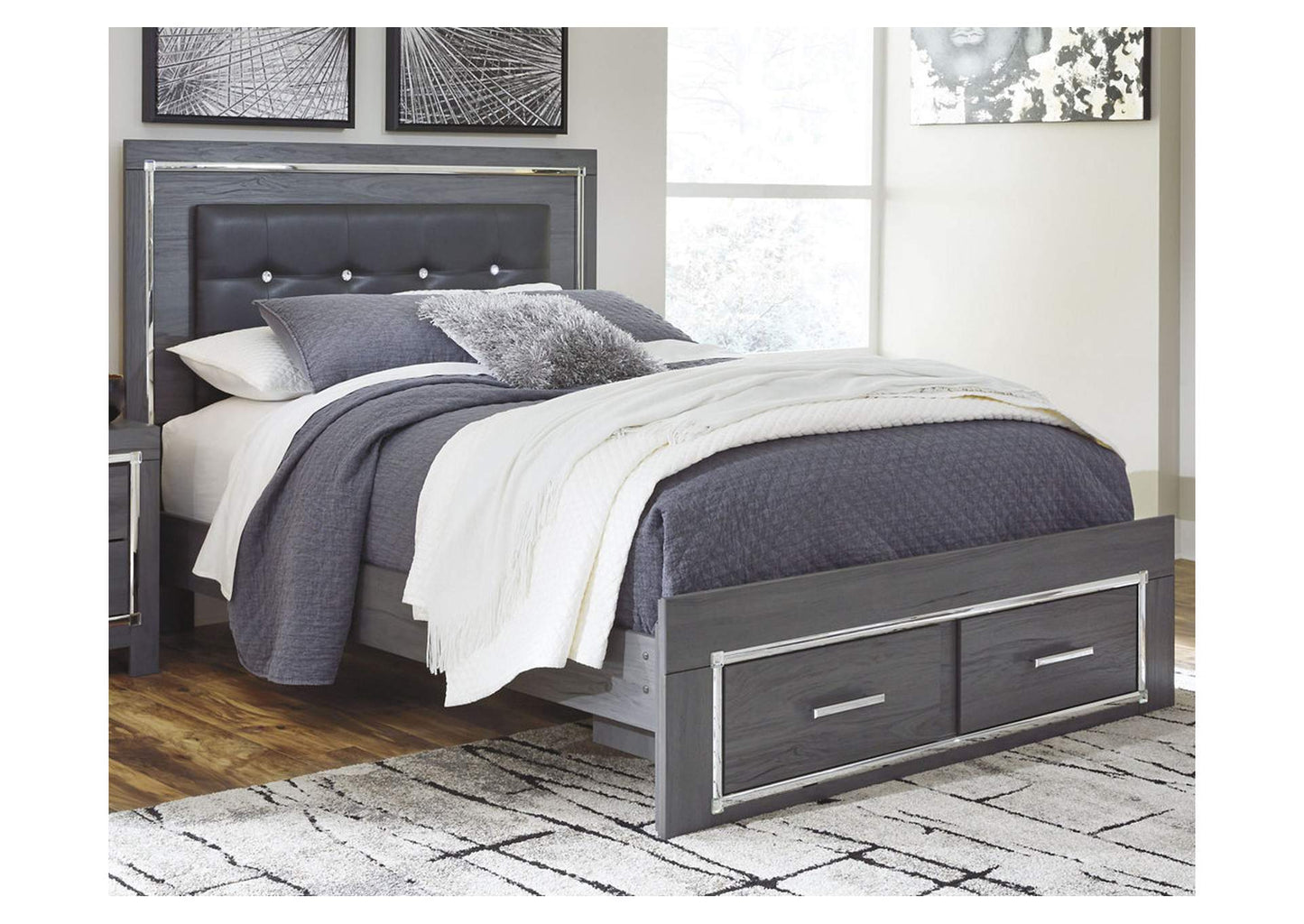 Lodanna Queen Panel Bed with 2 Storage Drawers