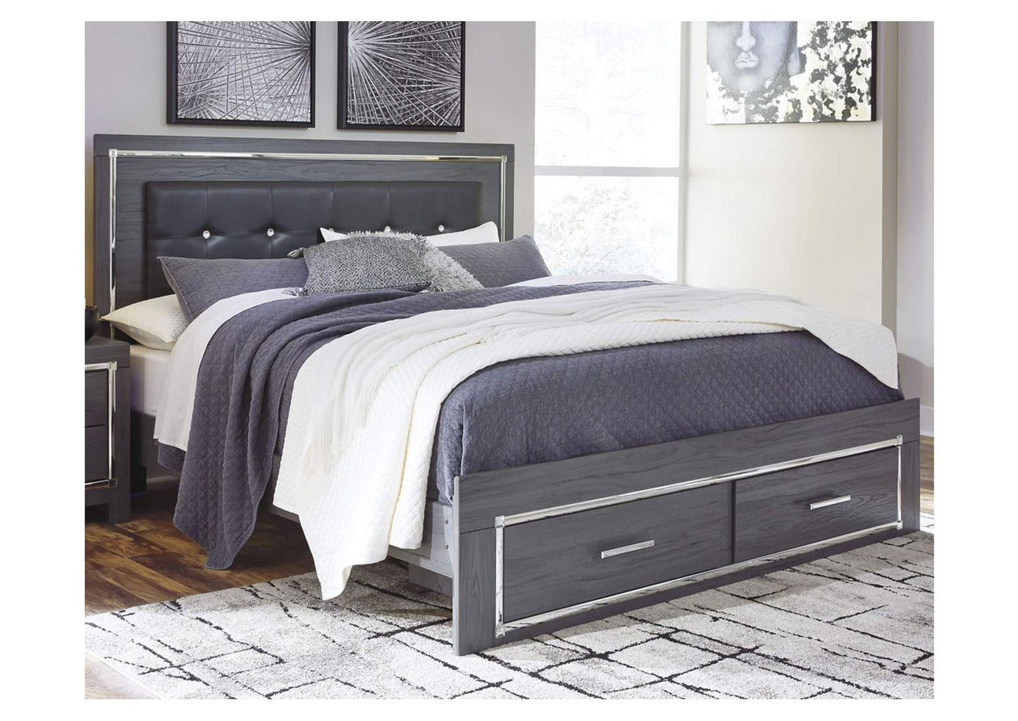 Lodanna King Panel Bed with 2 Storage Drawers