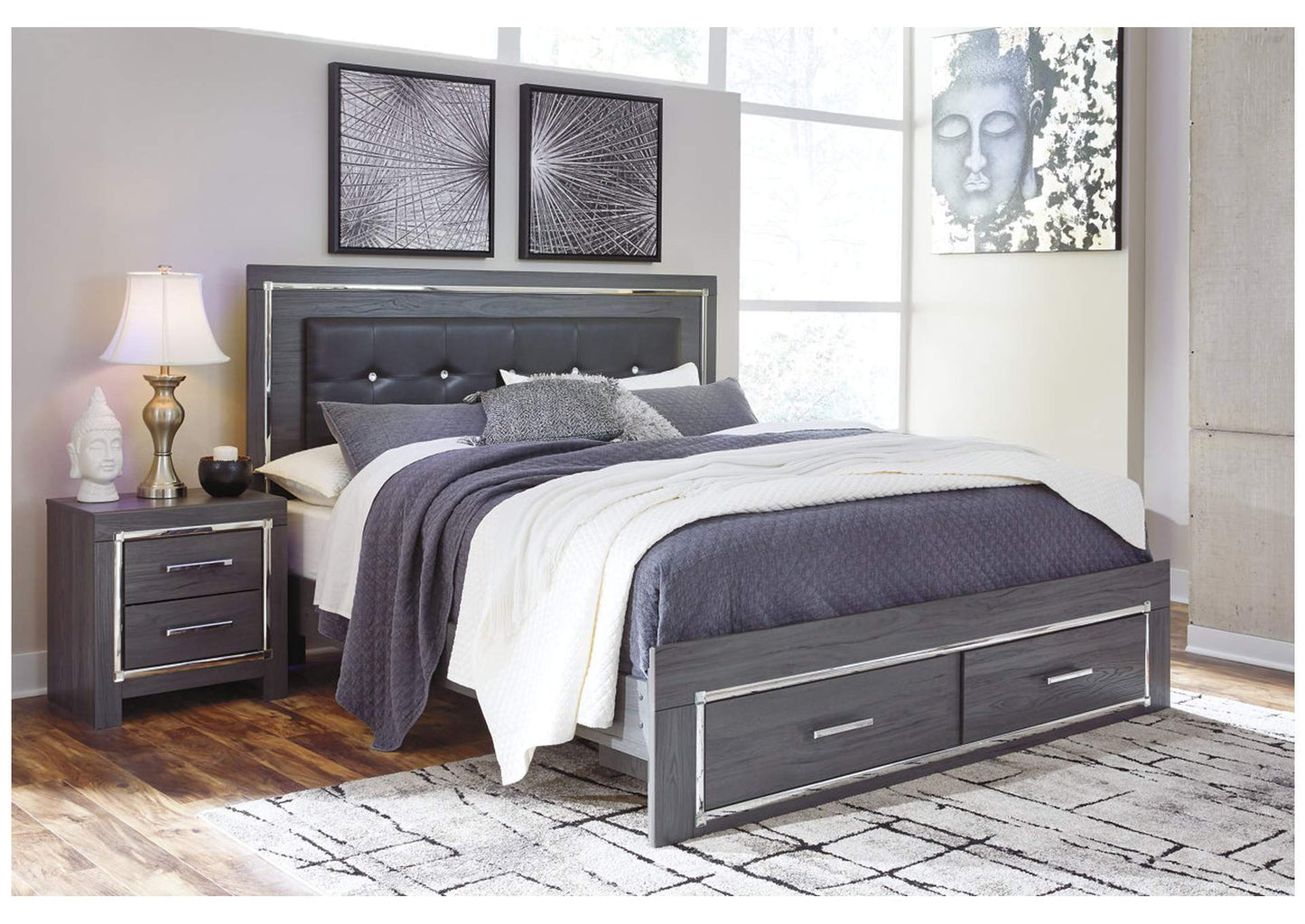 Lodanna King Panel Bed with 2 Storage Drawers