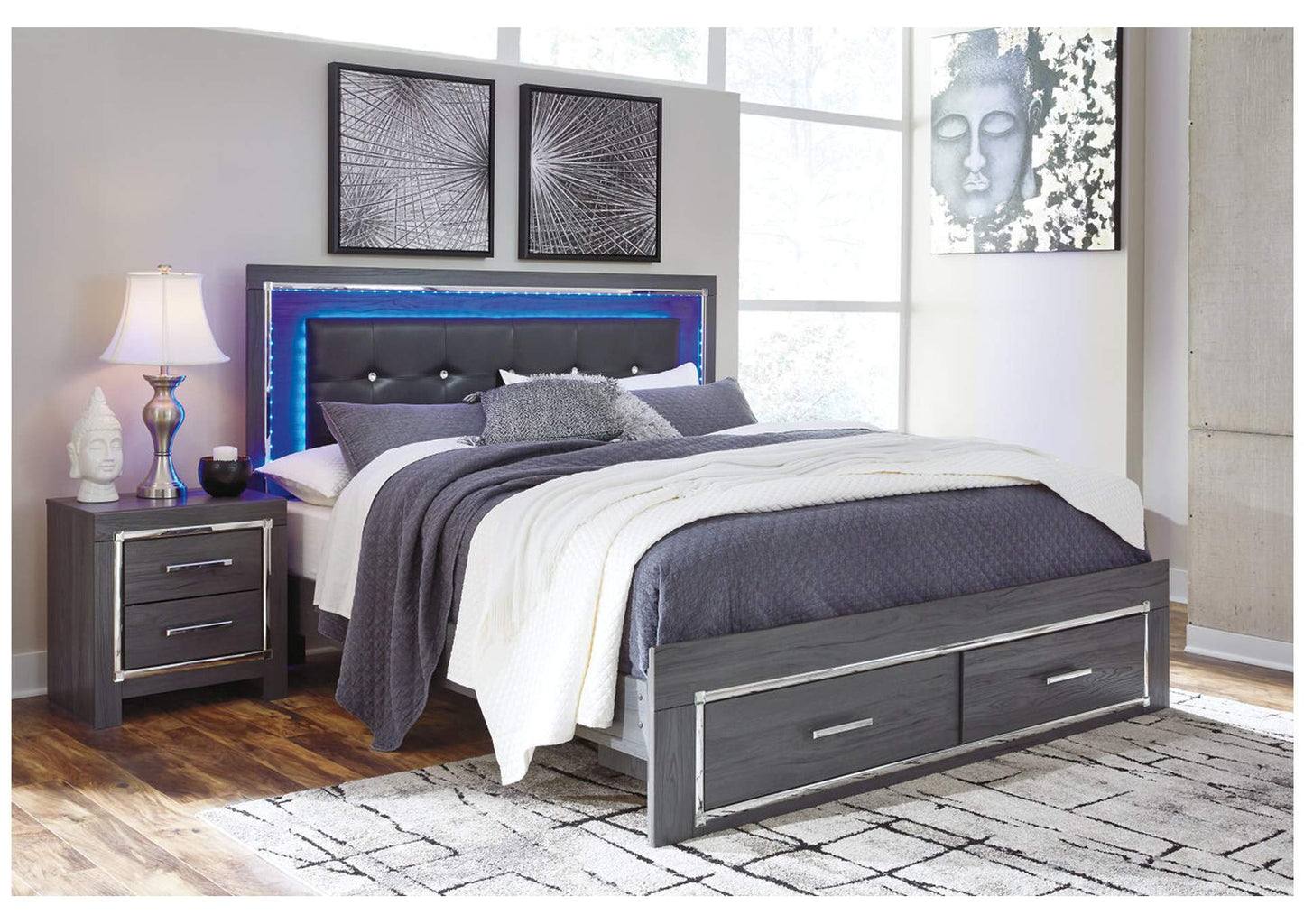 Lodanna King Panel Bed with 2 Storage Drawers