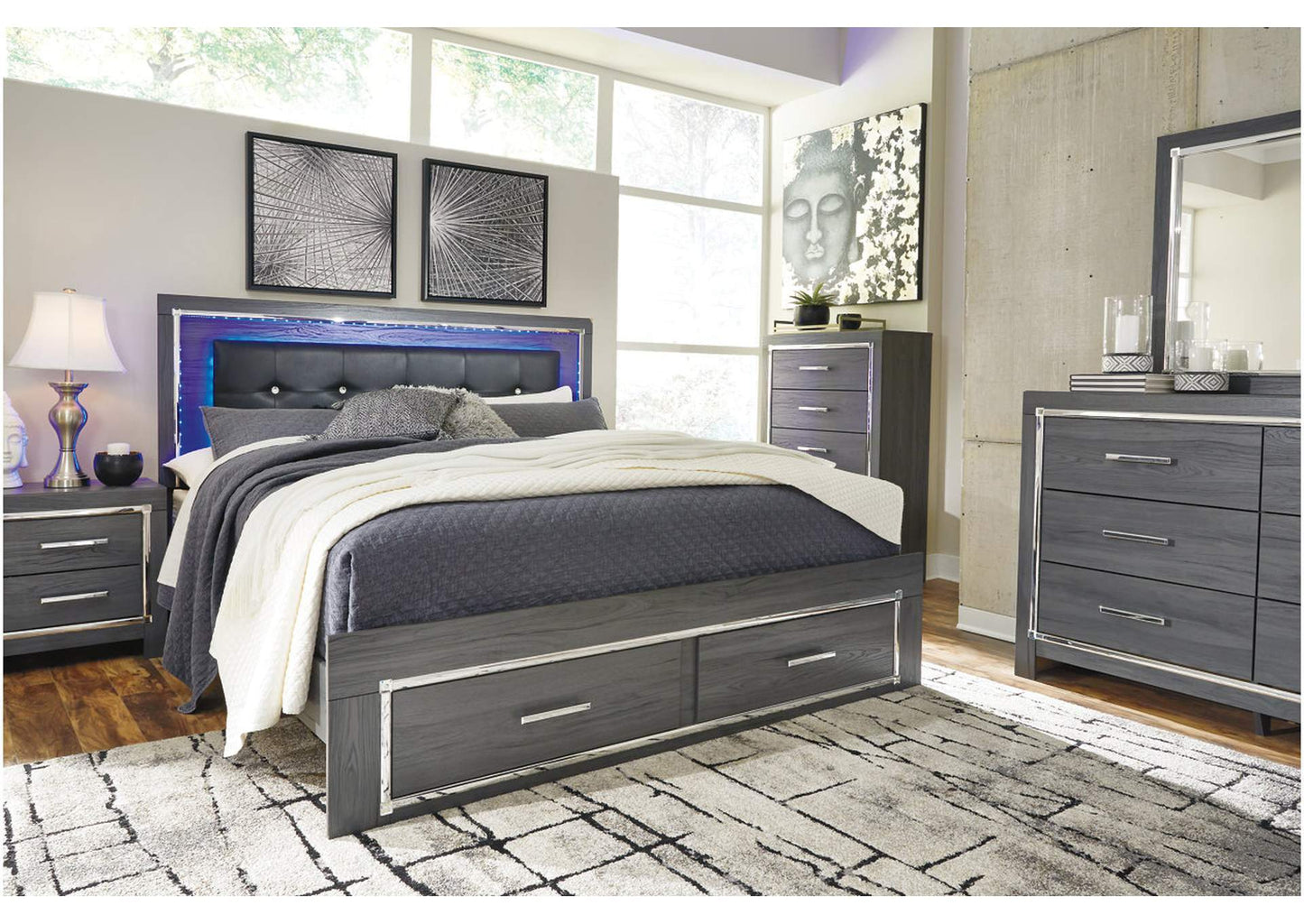 Lodanna King Panel Bed with 2 Storage Drawers