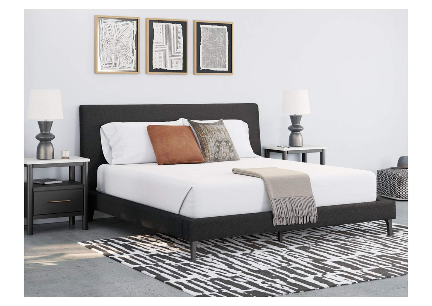 Cadmori King Upholstered Bed with Roll Slats