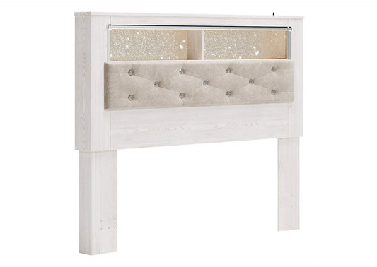 Altyra Queen Upholstered Panel Bookcase Headboard