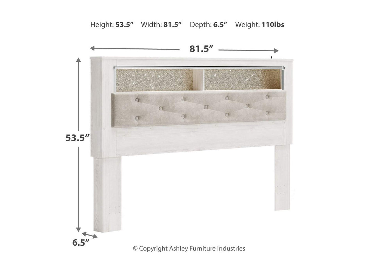 Altyra King Upholstered Panel Bookcase Headboard