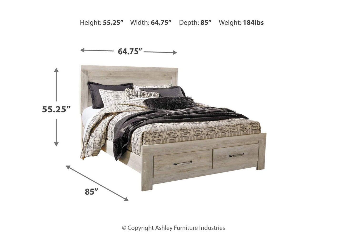 Bellaby Queen Platform Bed with 2 Storage Drawers