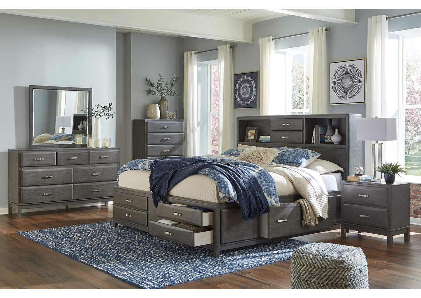 Caitbrook Queen Storage Bed with 8 Drawers