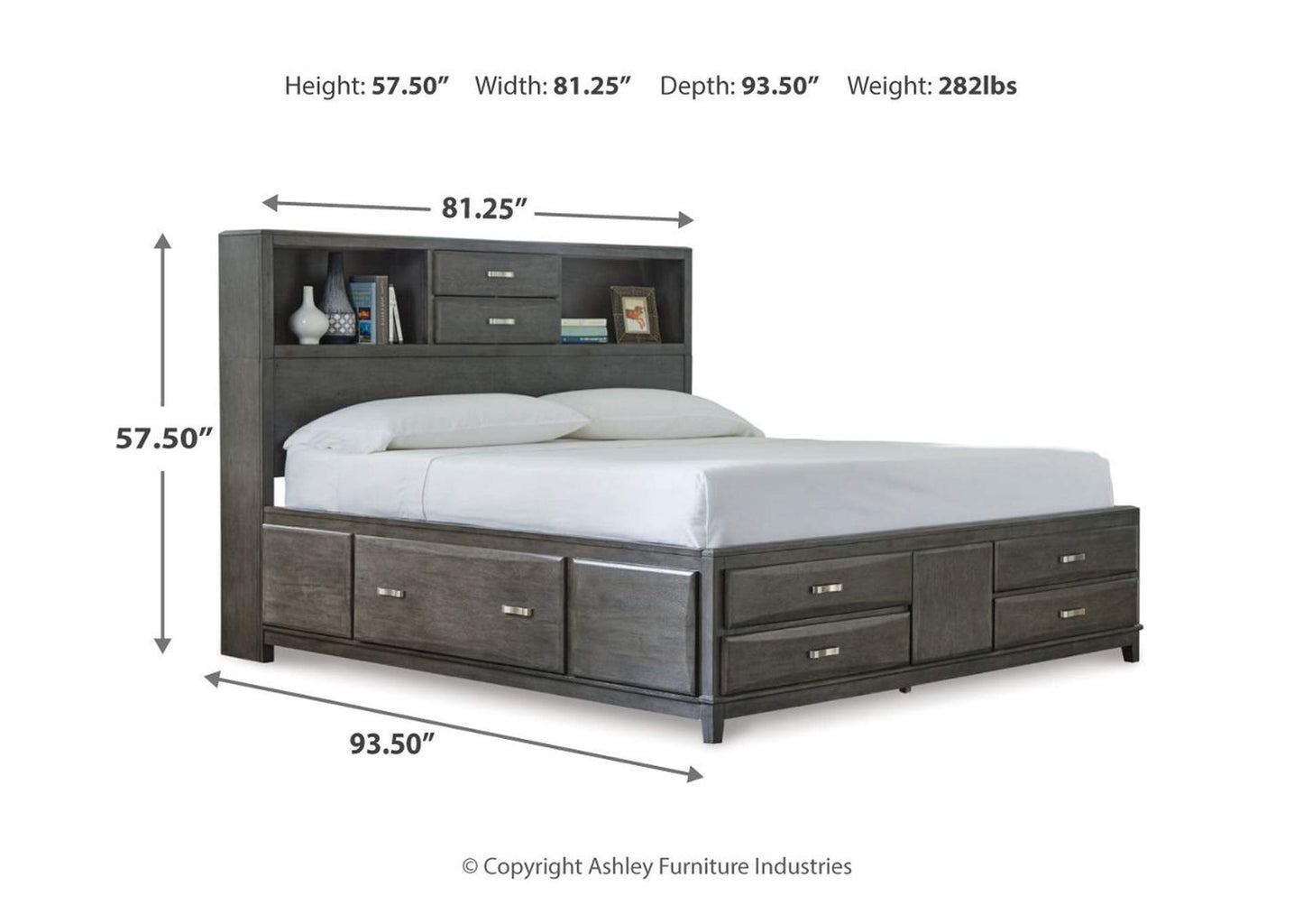 Caitbrook Queen Storage Bed with 8 Drawers