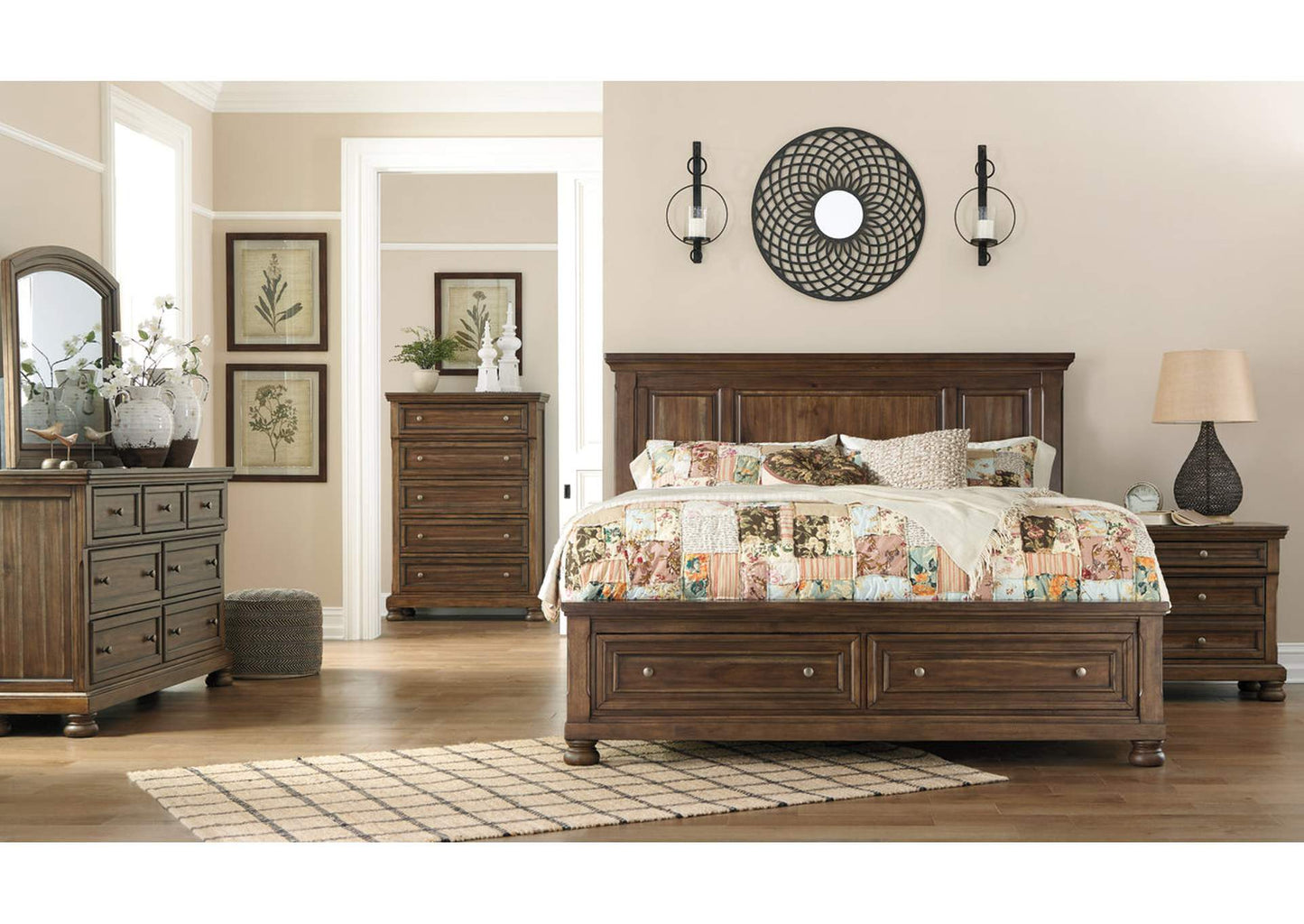 Flynnter California King Panel Bed with 2 Storage Drawers