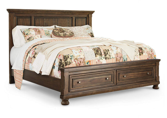 Flynnter California King Panel Bed with 2 Storage Drawers