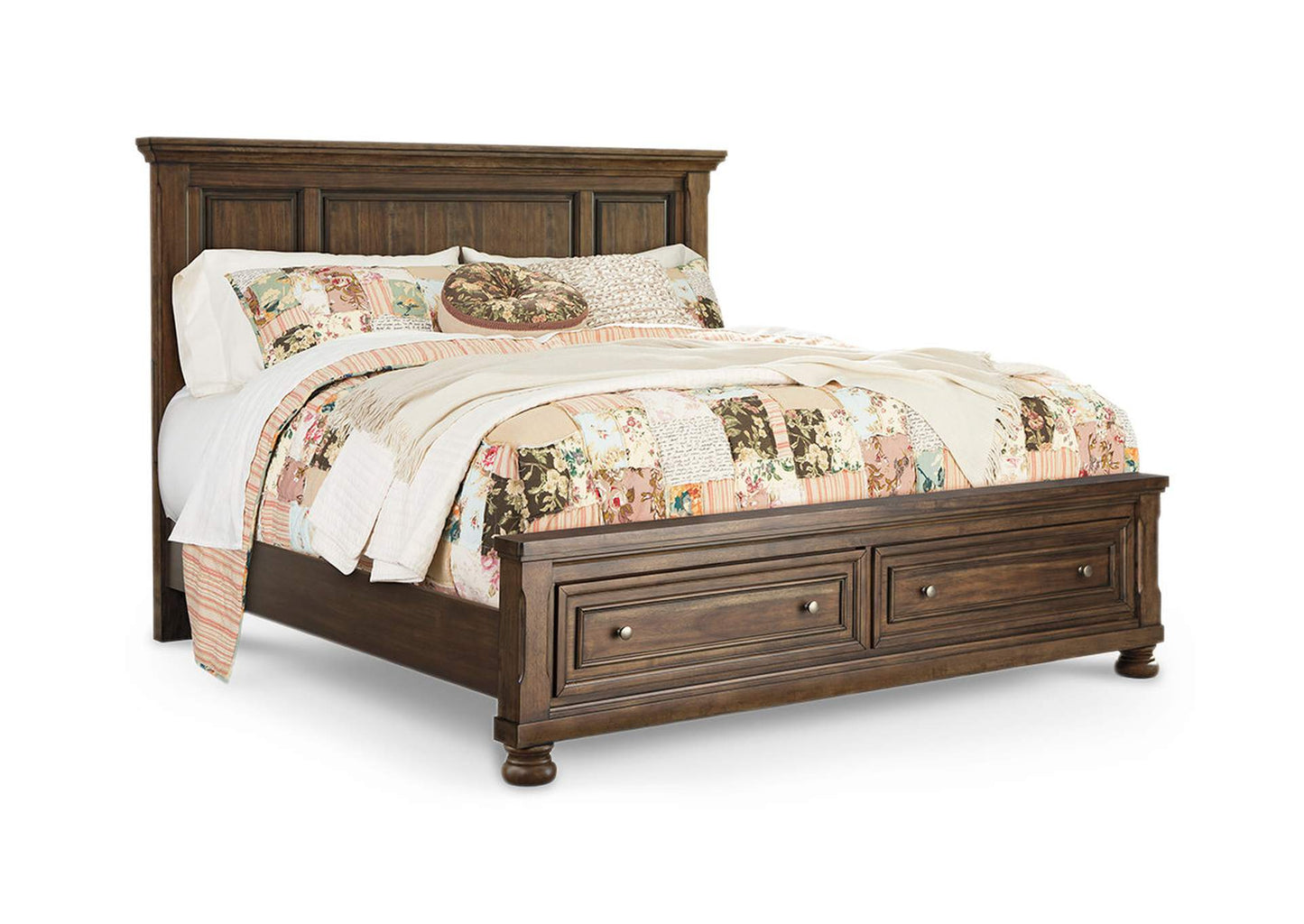 Flynnter California King Panel Bed with 2 Storage Drawers