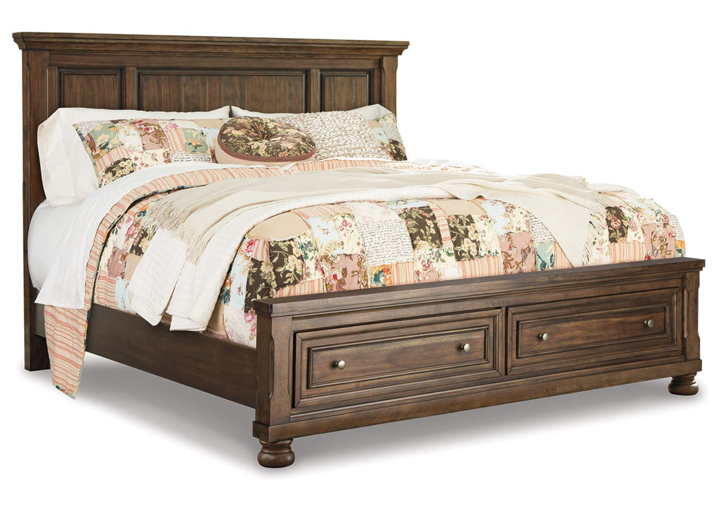 Flynnter King Panel Bed with 2 Storage Drawers