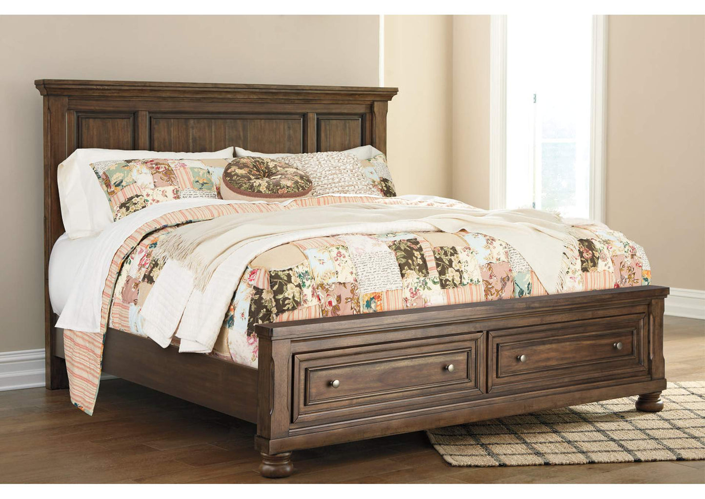 Flynnter California King Panel Bed with 2 Storage Drawers