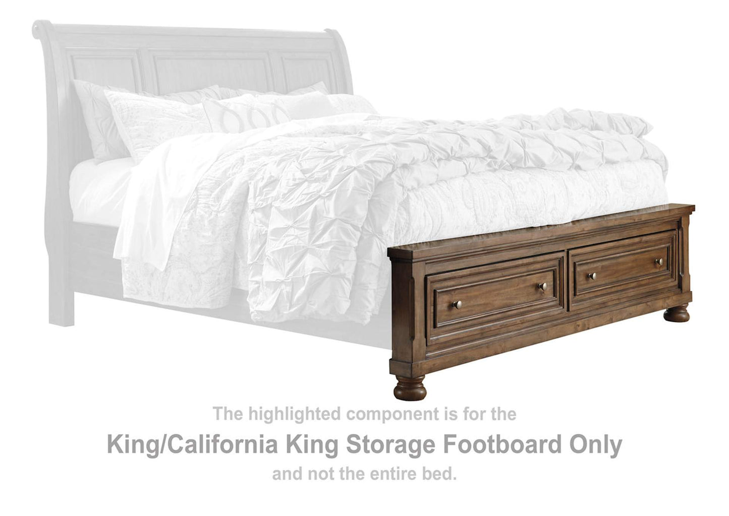 Flynnter King Sleigh Bed with 2 Storage Drawers