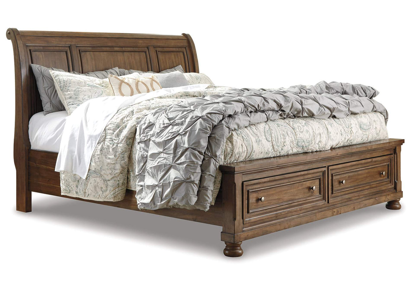 Flynnter Queen Sleigh Bed with 2 Storage Drawers