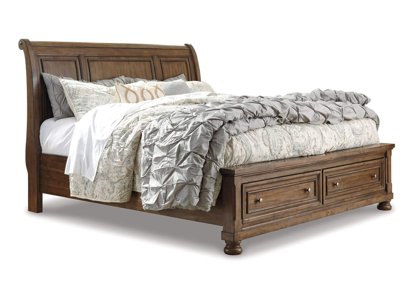 Flynnter Queen Sleigh Bed with 2 Storage Drawers